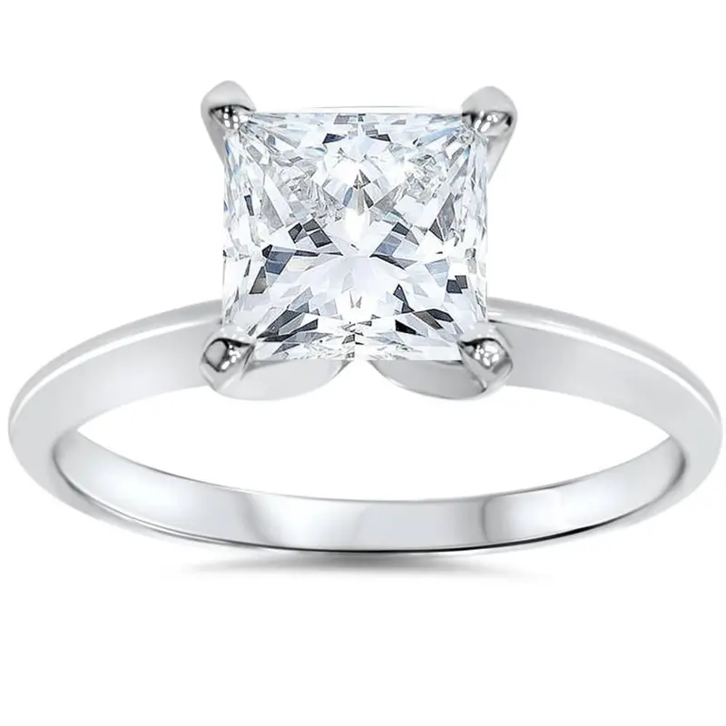 Certified 1.50 Ct Princess Cut Lab Diamond Solitaire Engagement Ring White Gold 1