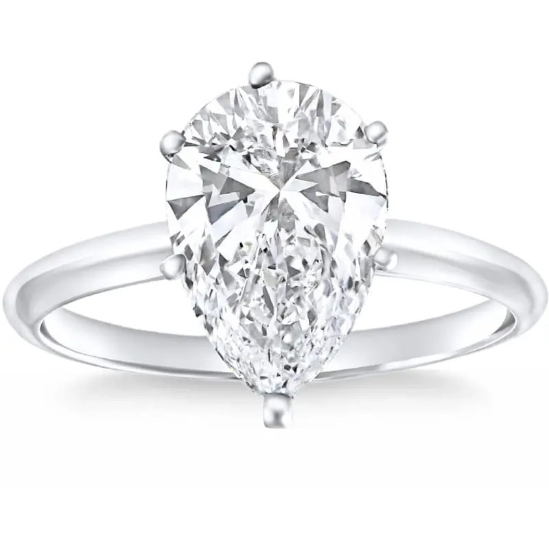 Certified 1.50Ct Pear Shape Diamond Solitaire Engagement Ring 14K Gold Lab Grown 1