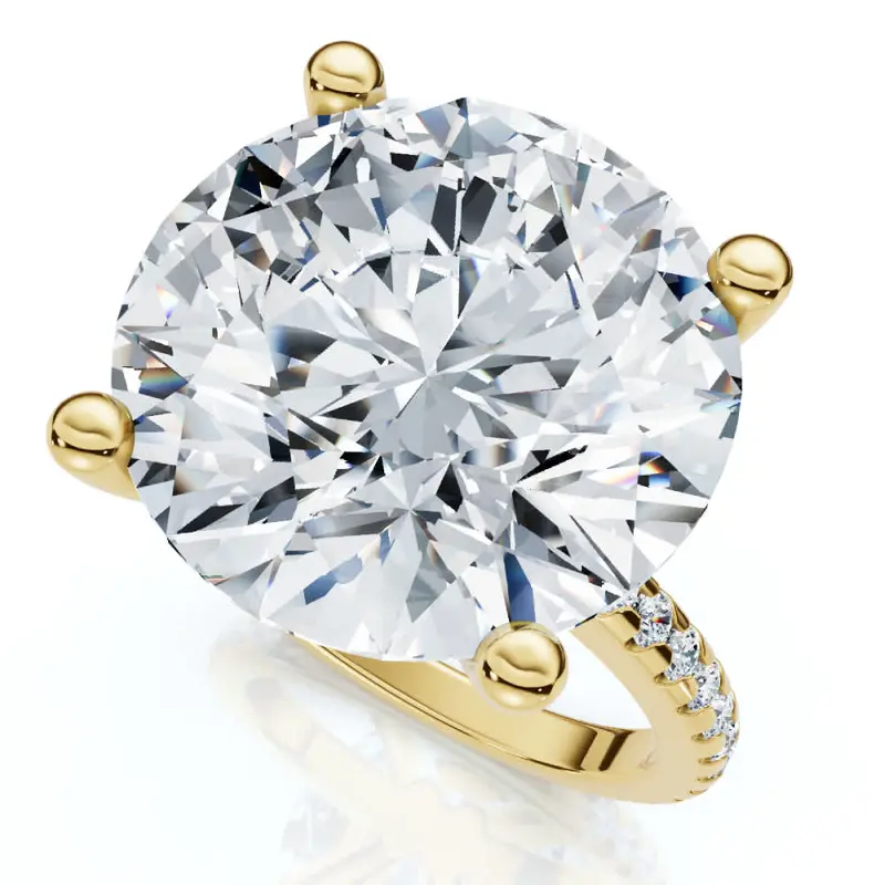 Certified 10 1/3Ct Round Diamond Engagement Ring With Accents 14K Gold Lab Grown 1