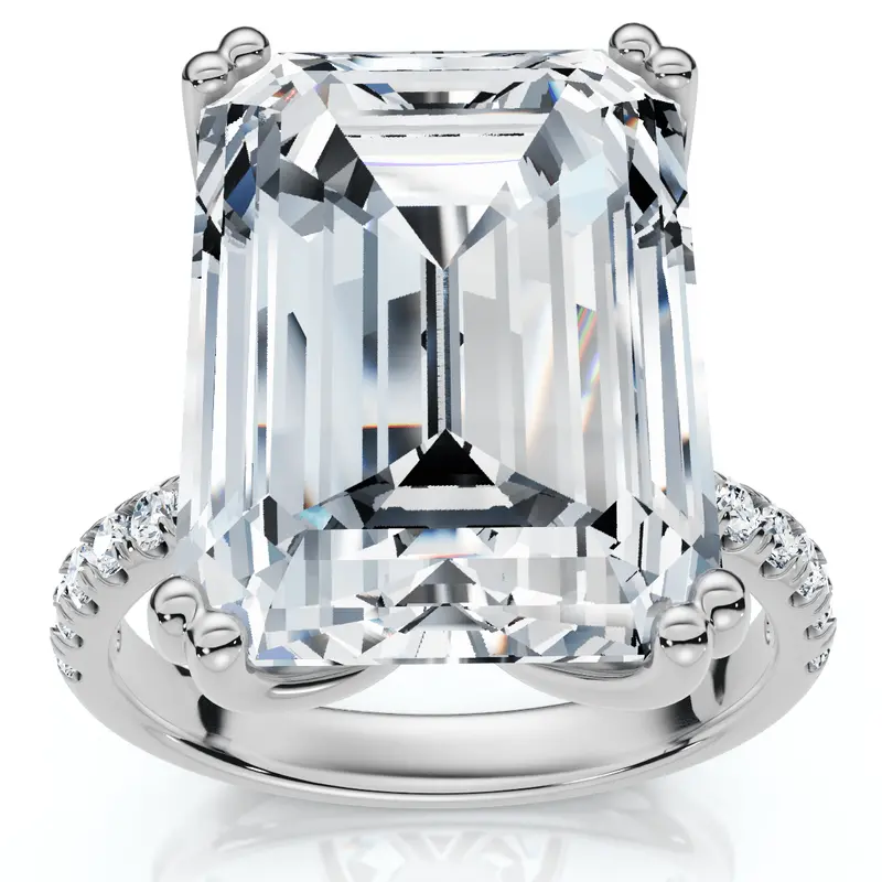 Certified 10.25Ct Emerald Cut Diamond Engagement Ring 14K Gold Or Pt Lab Grown 1