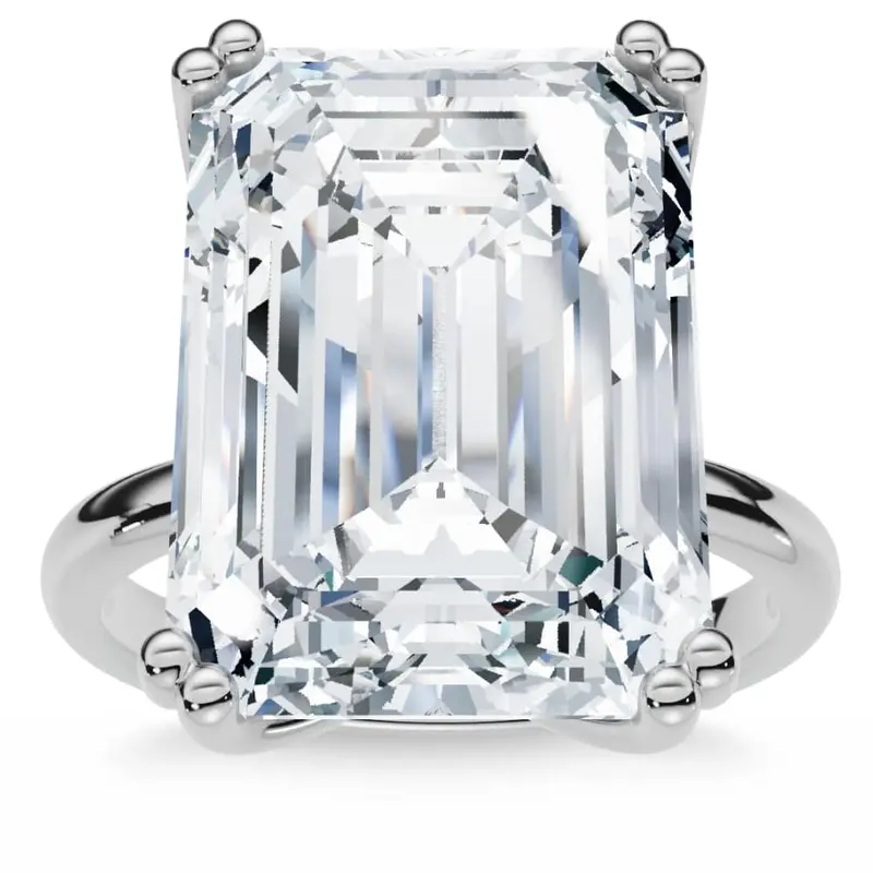 Certified 10Ct Emerald Cut Diamond Solitaire Engagement Ring 14K Gold Lab Grown 1