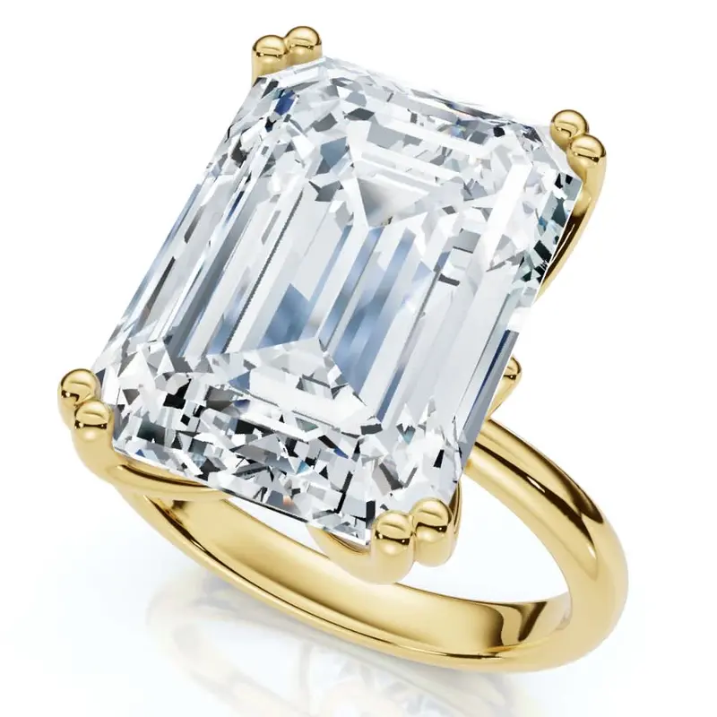 Certified 10Ct Emerald Cut Diamond Solitaire Engagement Ring 14K Gold Lab Grown 18
