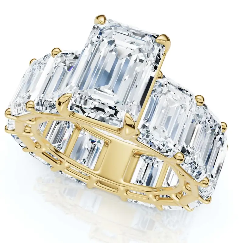 Certified 15.50Ct Emerald Cut Diamond Engagement Ring 14K Gold Lab Grown 1