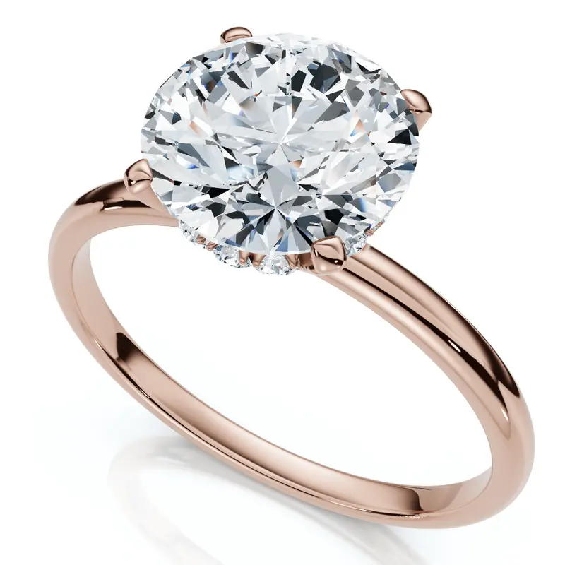 Certified 1Ct Hidden Halo Diamond Engagement Ring 14K Gold Lab Grown 1