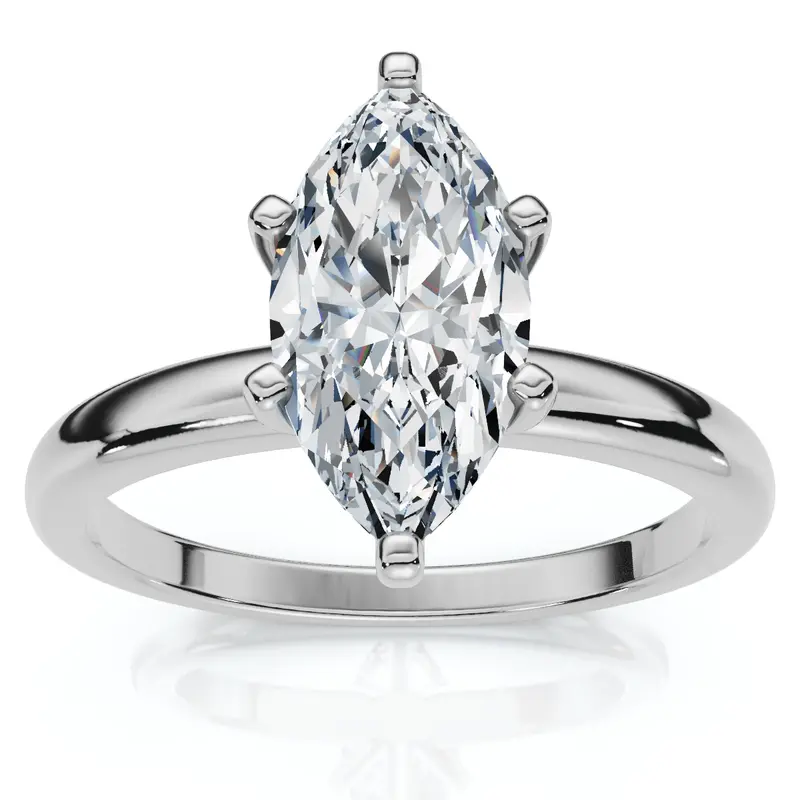 Certified 1Ct Marquise Diamond Engagement Ring 14K White Gold Lab Grown 1