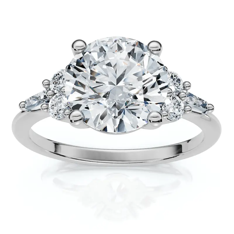 Certified 2 1/10Ct Diamond Baguette Engagement Ring 14K Gold Or Pt Lab Grown 1
