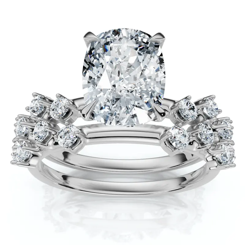 Certified 2 1/2Ct Cushion Diane Engagement Bridal Set 14K Gold Or Pt Lab Grown 1
