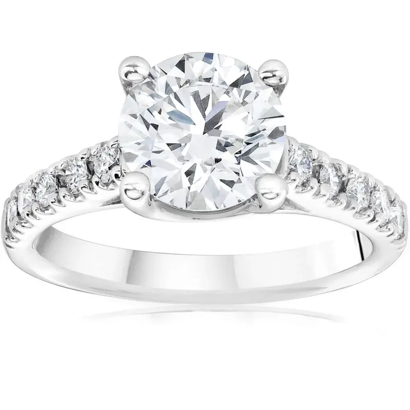 Certified 2 1/2Ct Diamond Cathedral Engagement Ring 14K White Gold Lab Grown 1
