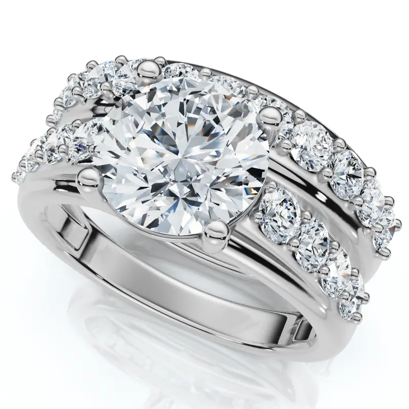 Certified 2 1/2Ct Diamond Engagement Wedding Ring Set 14K Gold Lab Grown 1
