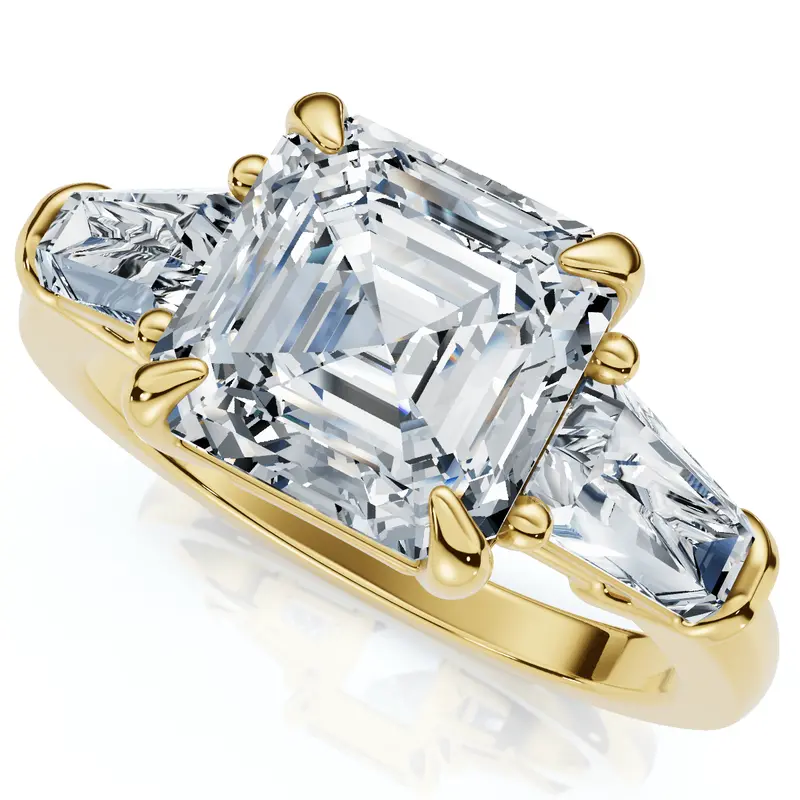 Certified 2 1/2Ct Paulina Asscher Dut Diamond Engagement Ring 14K Gold Lab Grown 1