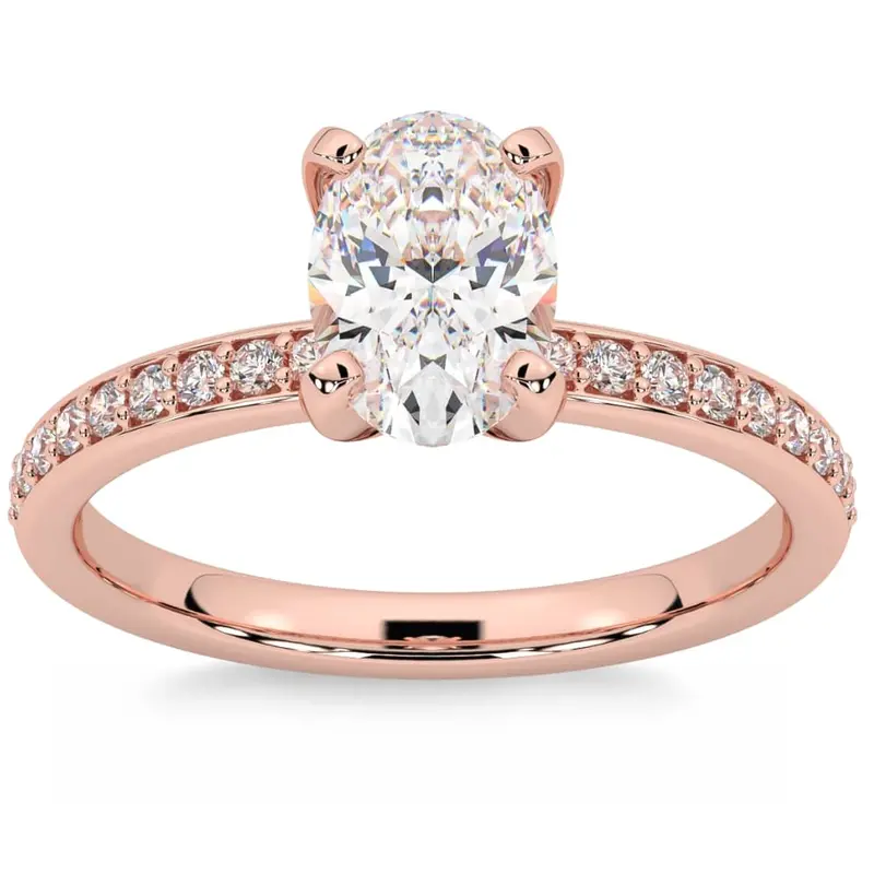 Certified 2 1/4Ct Oval Diamond Engagement Ring 14K Gold Lab Grown 1