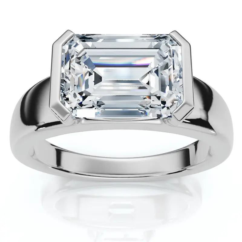 Certified 2 2/3Ct East West Emerald Cut Engagement Ring Gold Or Pt Lab Grown 1