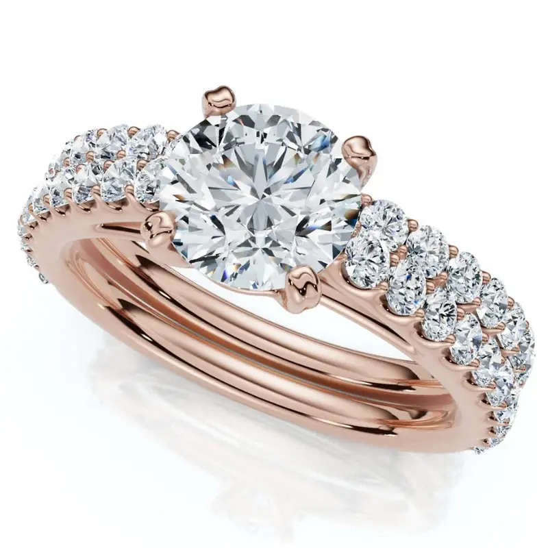 Certified 2 3/4Ct Diamond Engagement Wedding Ring Set 14K Gold Lab Grown Size: 9 1