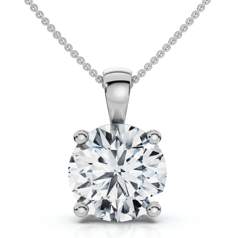 Certified 2.30Ct Diamond Solitaire Pendant 14K Gold 18" Necklace Lab Grown 1