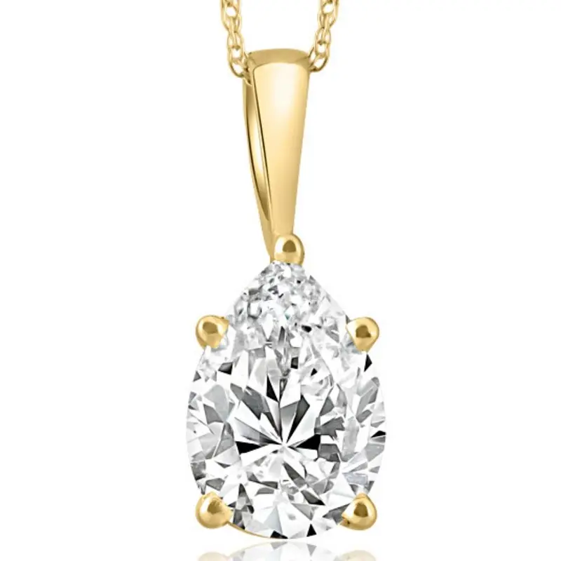 Certified 2.40Ct Pear Solitaire Lab Grown Diamond Pendant 14K Gold Necklace 1