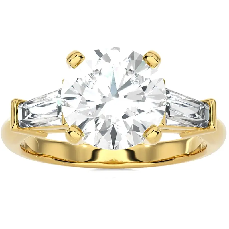 Certified 2 5/8Ct 3-Stone Baguette Diamond Engagement Ring 14K Gold Lab Grown 2
