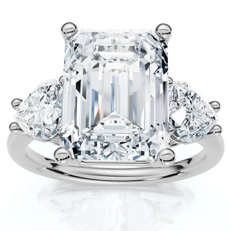Certified 2.50 - 5.50Ct Emerald & Heart Shape Diamond Engagement Ring 14K Gold Lab Grown 1