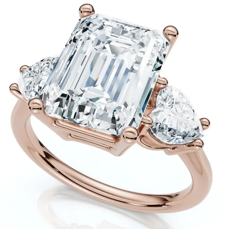 Certified 2.50 - 5.50Ct Emerald & Heart Shape Diamond Engagement Ring 14K Gold Lab Grown 2