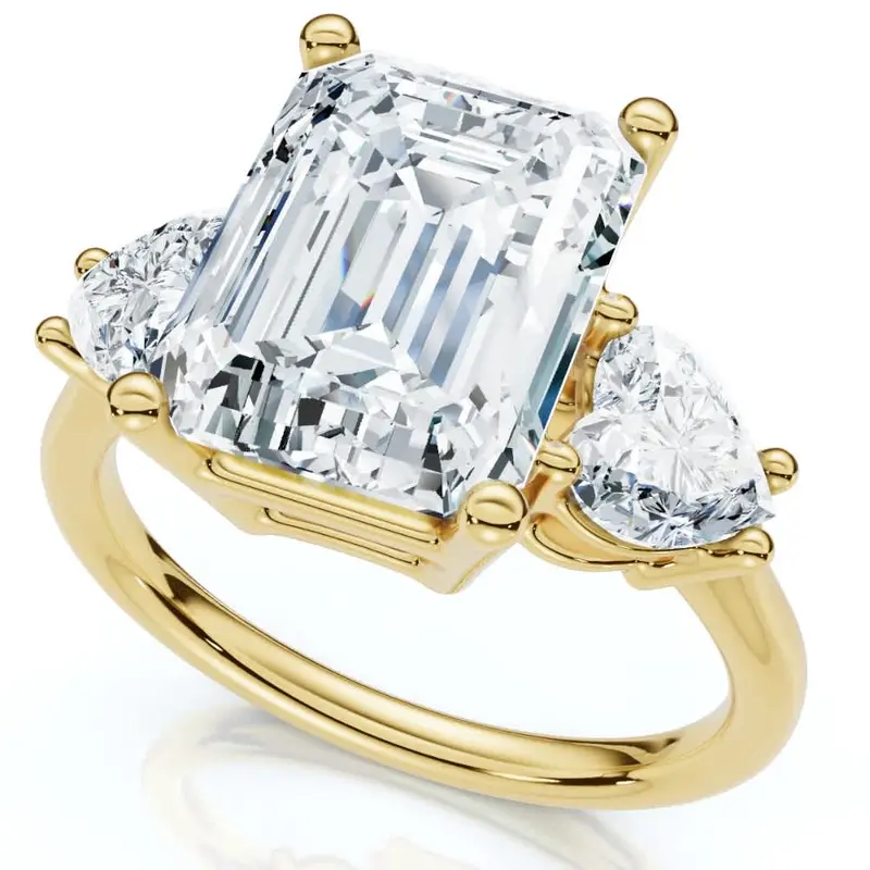 Certified 2.50 - 5.50Ct Emerald & Heart Shape Diamond Engagement Ring 14K Gold Lab Grown 3