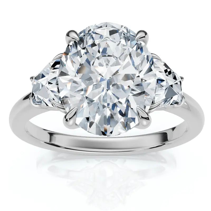 Certified 2.63Ct Oval & Trapezoid Diamond Engagement Ring Lab Grown 1