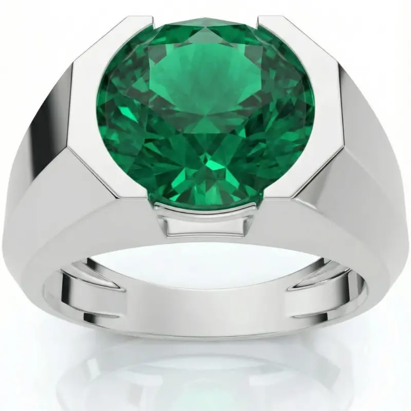 Certified 2.69Ct 9Mm Emerald Solitaire Elon Ring 14K Gold Lab Grown 1
