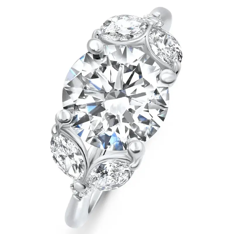 Certified 2.75-6.75Ct Round Marquise Diamond Engagement Ring 14K Gold Lab Grown 7