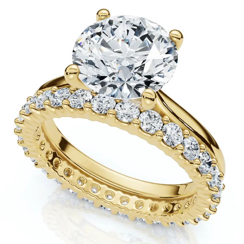 Certified 2.77Ct Solitaire Diamond Ring & Eternity Band 14K Gold Or Pt Lab Grown 1