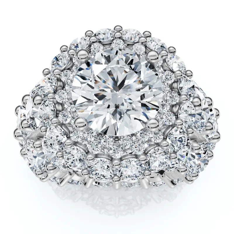 Certified 26Ct Diamond Halo Engagement Ring In 14K Gold Lab Grown 1
