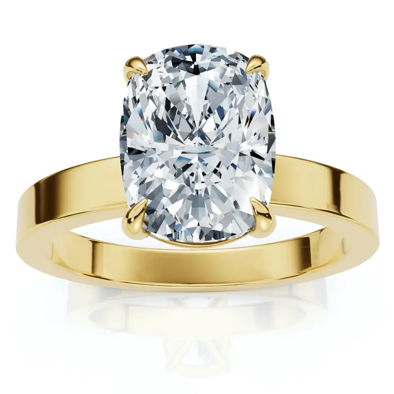 Certified 2Ct Cushion Diamond Cigar Band Engagement Ring 14K Gold Lab Grown 1