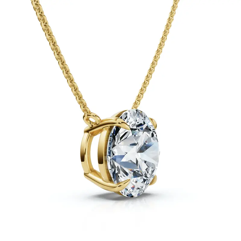 Certified 2Ct  Diamond Solitaire Pendant 14K Gold 18" Necklace Lab Grown 1