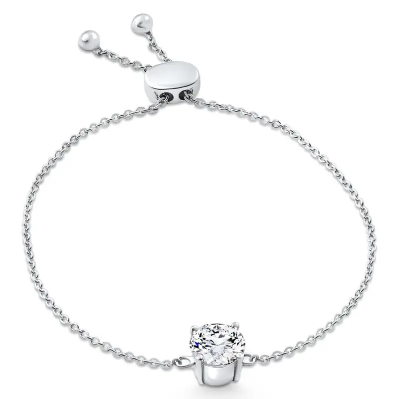 Certified 2Ct Diamond Solitaire Slider Bracelet 14K Gold Lab Grown 1