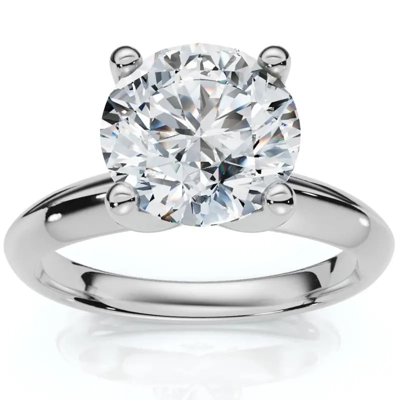 Certified 2Ct Lab Grown Diamond Thin Solitaire Engagement Ring 14K White Gold 1