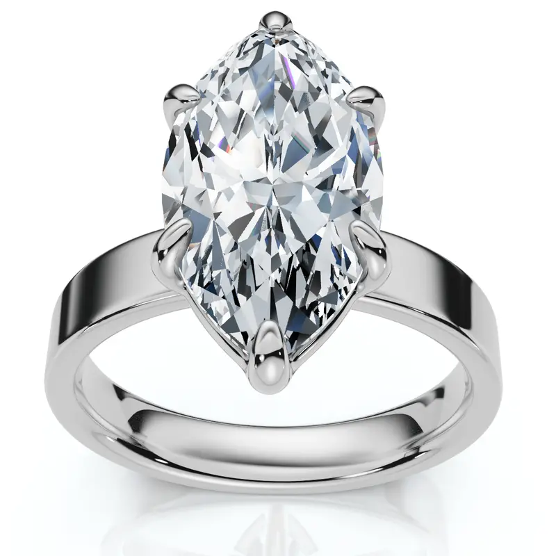 Certified 2Ct Marquise Cut Flat Cigar Band Engagement Ring 14K Gold Lab Grown 1