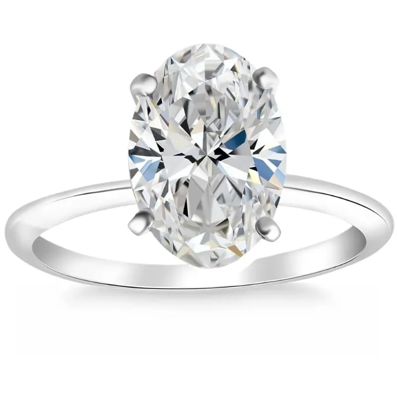 Certified 2Ct Oval Diamond Solitaire Thin Engagement Ring Gold Lab Grown 1