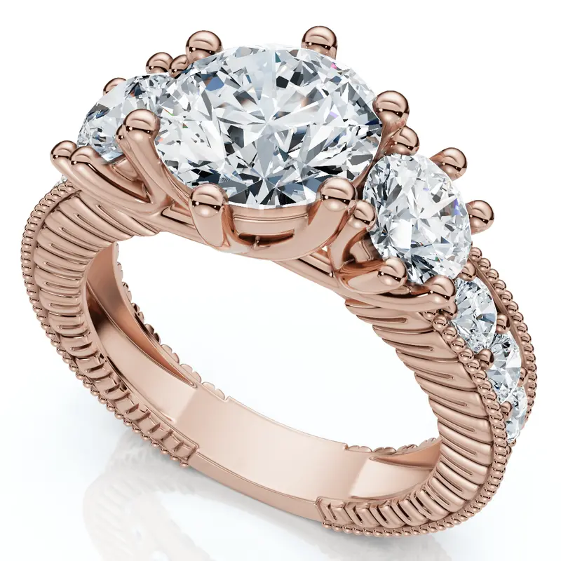 Certified 3 1/2Ct Elizabeth Diamond Engagement Vintage Ring 14K Gold Lab Grown 1