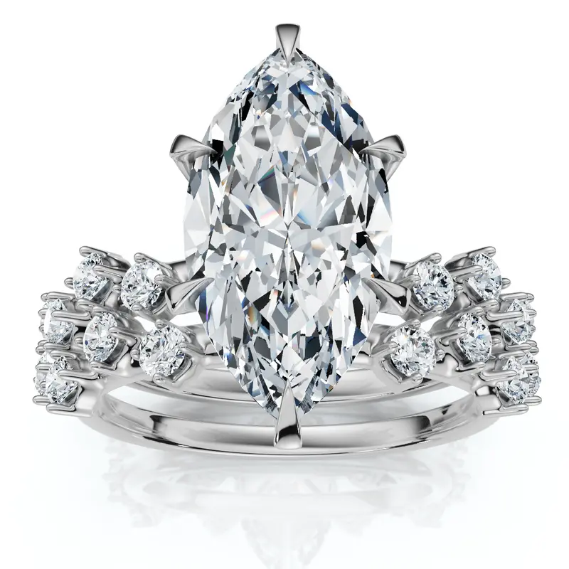 Certified 3 1/2Ct Marquise Diamond Bridal Set 14K Gold Or Platinum Lab Grown 1