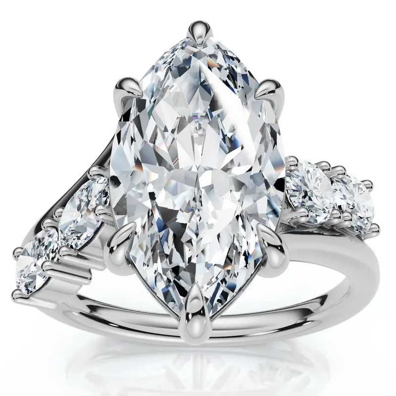 Certified 3 1/2Ct Marquise Diamond Montauk Engagement Ring 14K Gold Lab Grown 1