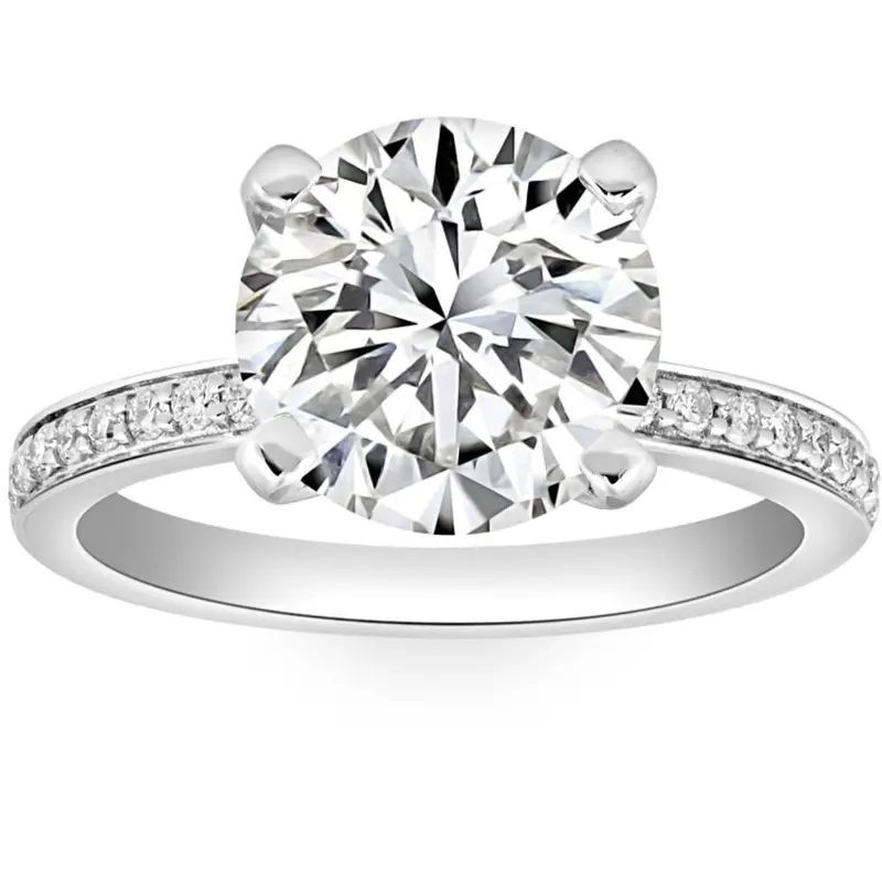 Certified 3 1/4Ct Lab Grown Diamond Engagement Ring In 14K Gold 1