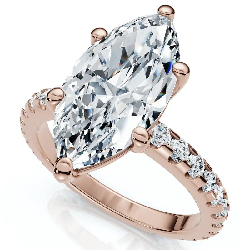 Certified 3.40Ct Marquise Diamond Engagement Ring 14K Gold Lab Grown 5