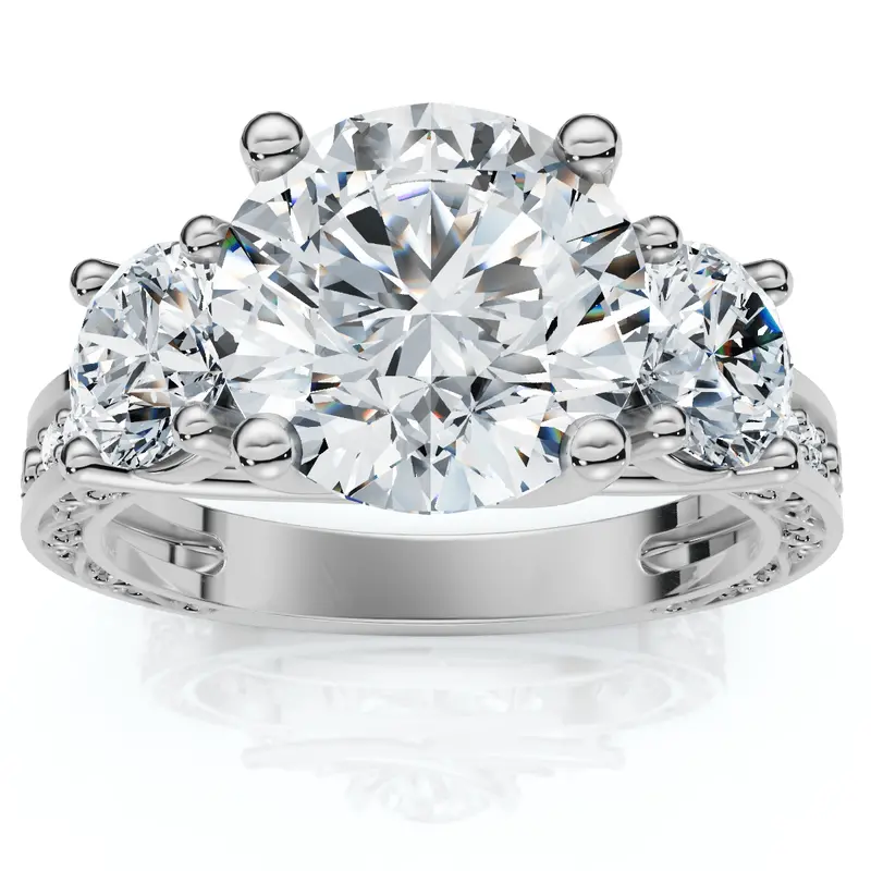 Certified 3.40Ct Round Cut Diamond Engagement Ring 14K Gold Lab Grown 1