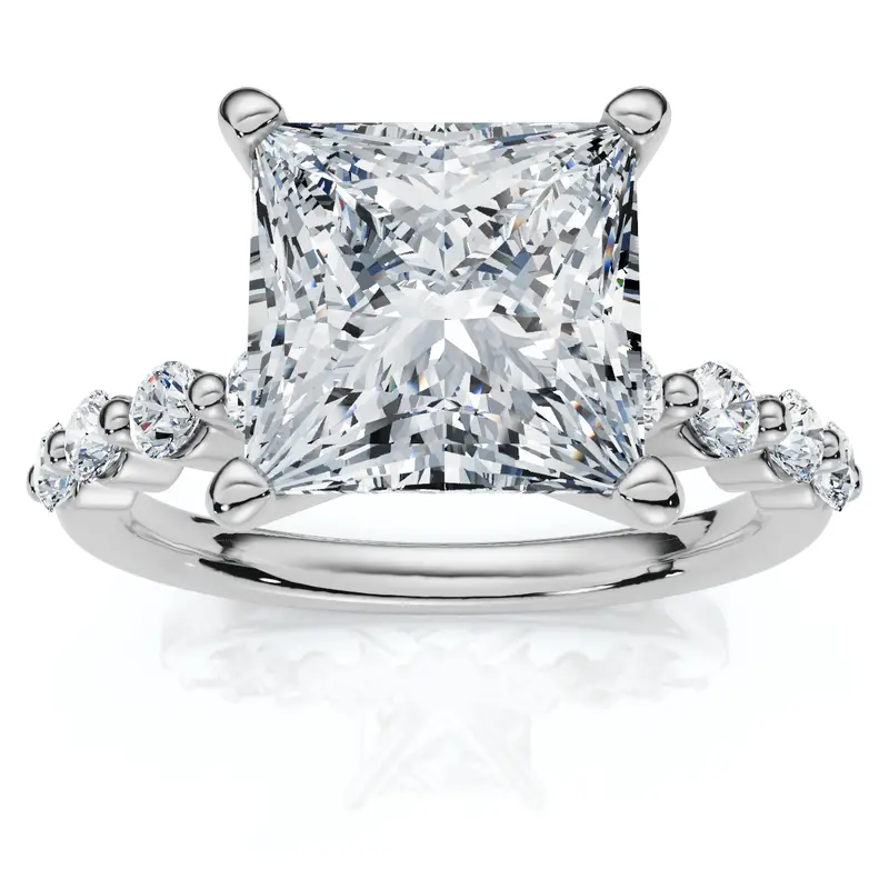 Certified 3.44Ct Princess Cut Diamond Engagement Ring 14K White Gold Lab Grown Size: 7.5 1