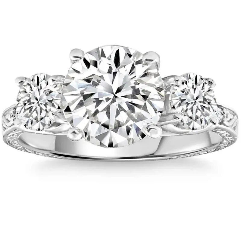 Certified 3.58Ct Designer Engagement Round Diamond Ring White Gold Lab Grown Size: 7 1