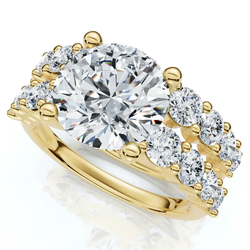 Certified 3 6/8Ct Diamond Engagement Wedding Ring Set 14K Gold Lab Grown 1