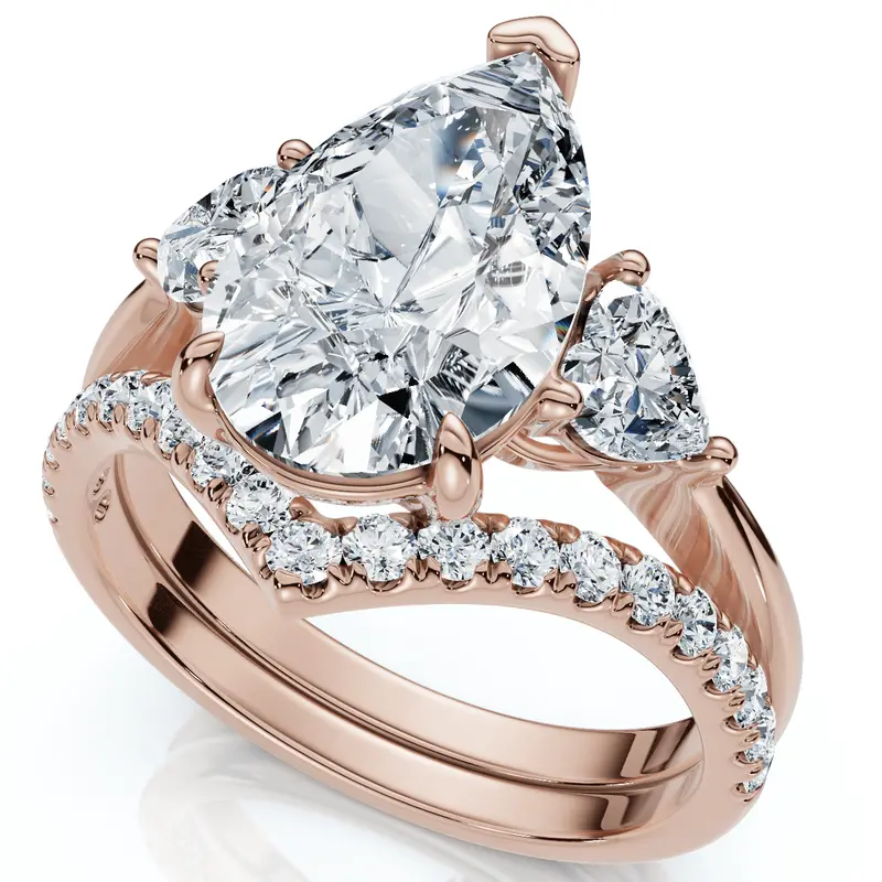 Certified 3.60Ct  Diamond Engagement Wedding Ring Set 14K Gold Or Pt Lab Grown 1