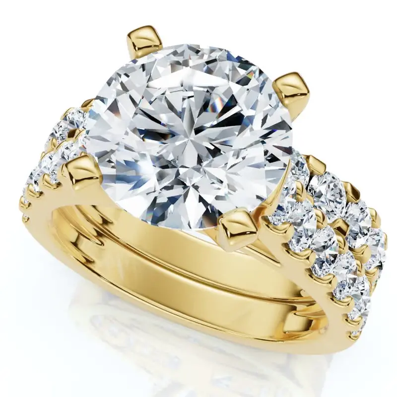 Certified 3.75Ct Diamond Engagement Matching Wedding Ring Set 14K Gold Lab Grown 1
