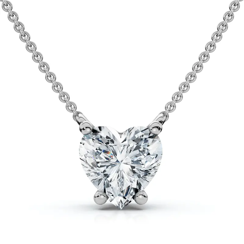 Certified 3Ct Heart Solitaire Diamond Pendant Necklace 14K Gold Lab Grown 1