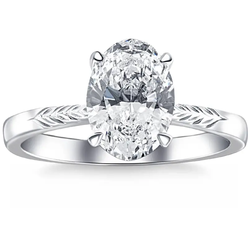 Certified 3Ct Oval Diamond Solitaire Engagement Ring 14K Gold Lab Grown 1