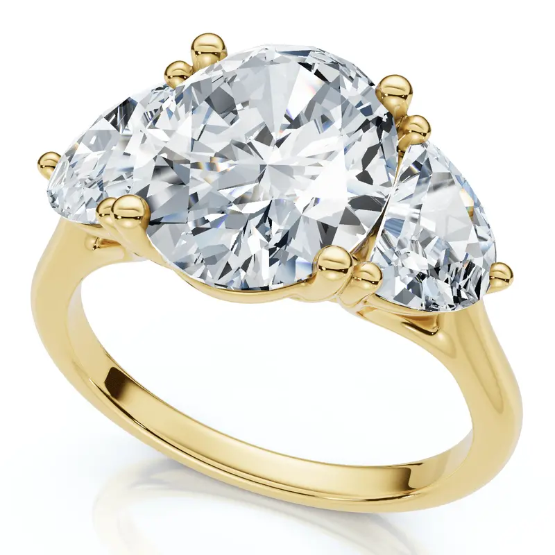 Certified 3Ct Oval Trilogy Diamond Engagement Ring 14K Gold Or Pt Lab Grown 1