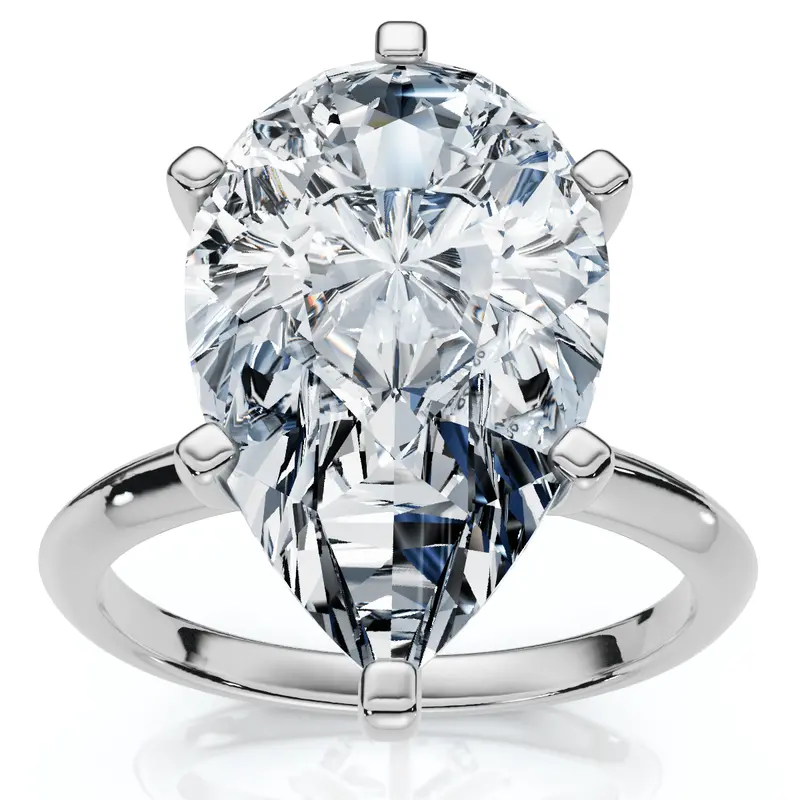 Certified 3Ct Pear Shape Solitaire Diamond Engagement Ring 6-Prong Lab Grown 1