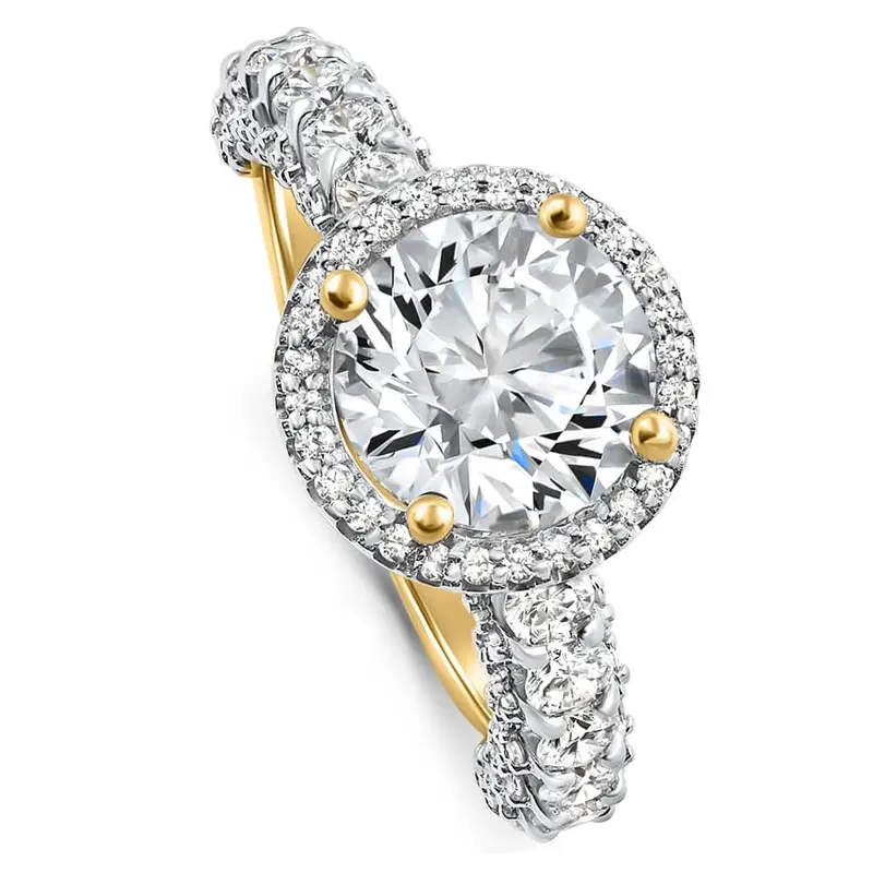 Certified 4.00Ct Diamond Engagement Ring 14K Gold Lab Grown (2 1/2Ct Center) Size: 7 1